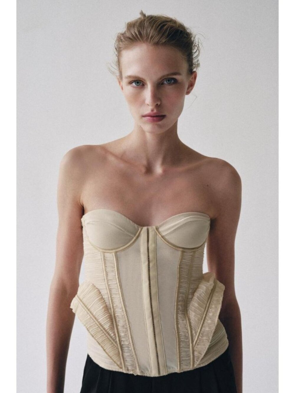 ZARA TEXTURED MIXED-FABRIC CORSET 1067/461/712